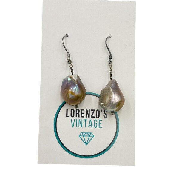 Baroque Pearl Dangle Earrings with Sterling Silver Hooks Dangling Earrings - Picture 1 of 6